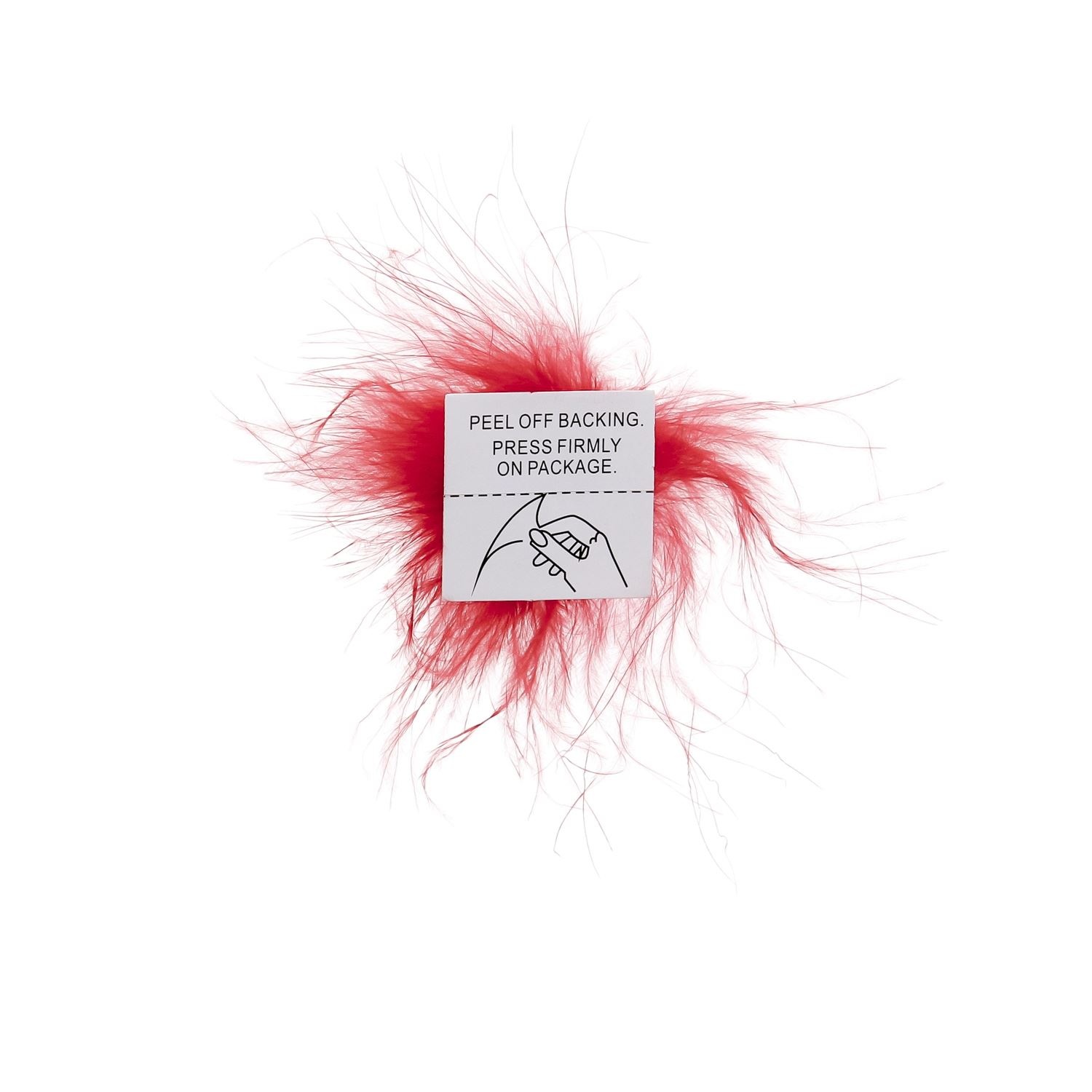 Pompon plumes avec autocollat Rouge - 50 pièces par sachet