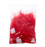 Pompon plumes avec autocollat Rouge - 50 pièces par sachet