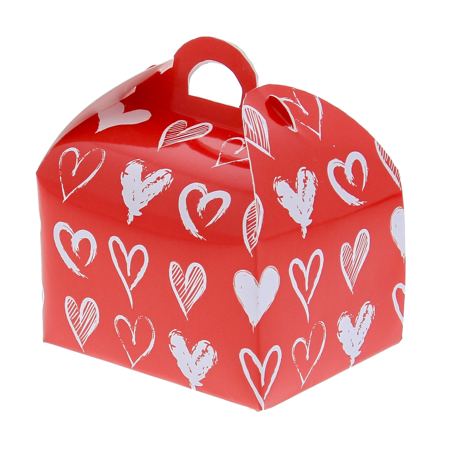 Sweetbox with handle 125-150 gr. "Tingy" hearts - 76*60*84mm - 48 pieces