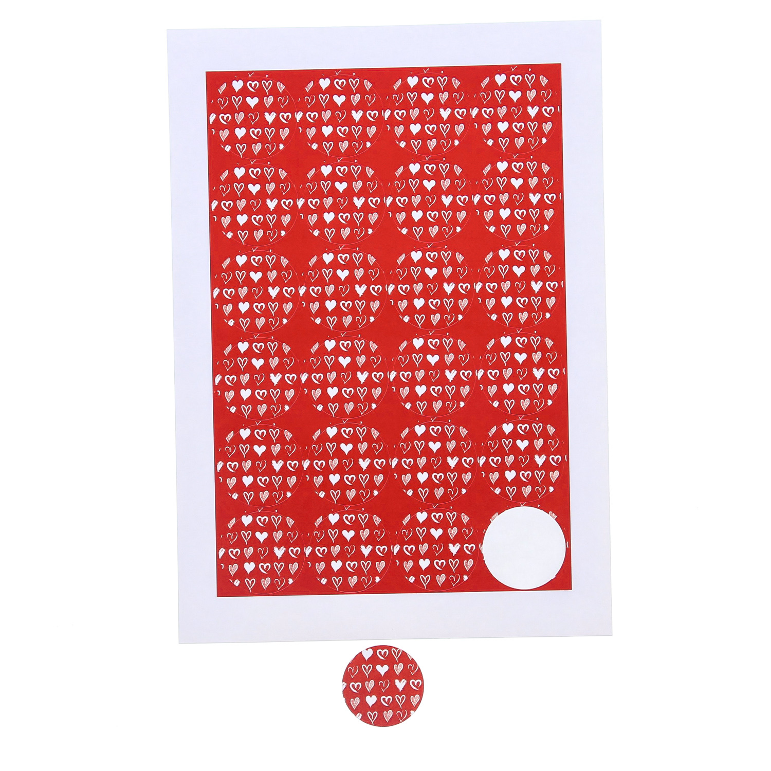 Sticker around 4 cm "Tingy" hearts - 120 pieces