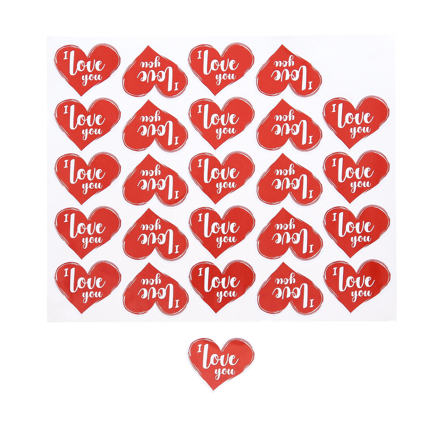 Shiny sticker "Tingy" heart-shaped with text I Love you - 125 pieces