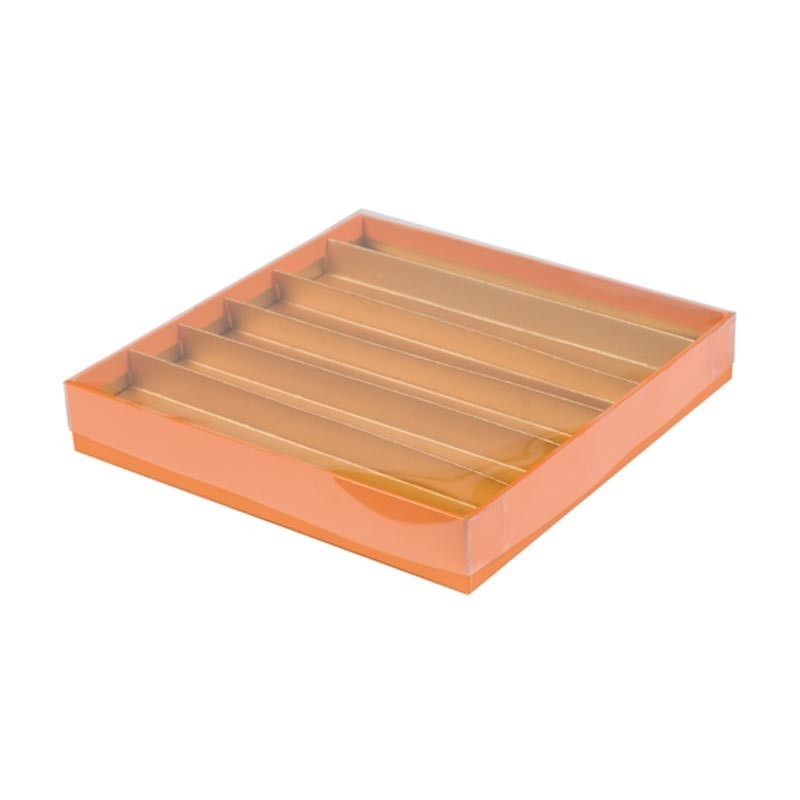 Schachtel mit transparentem Deckel (orange) - 12 Stück