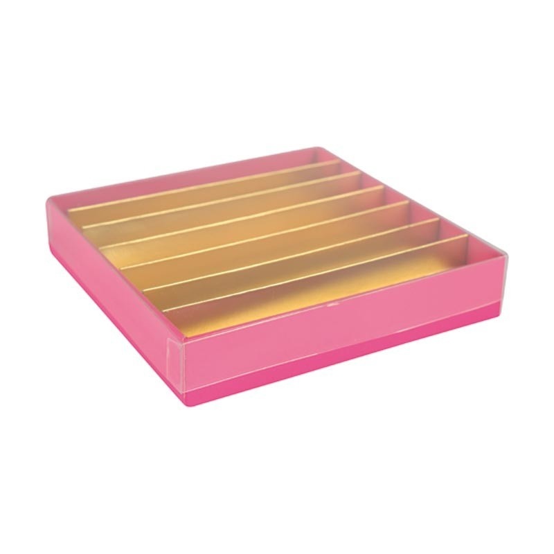Box with transparent lid (fuchsia) - 12 pieces