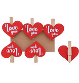 Clip "Tingy" heart with text I love you - red - 46*13*48mm - 36 pieces