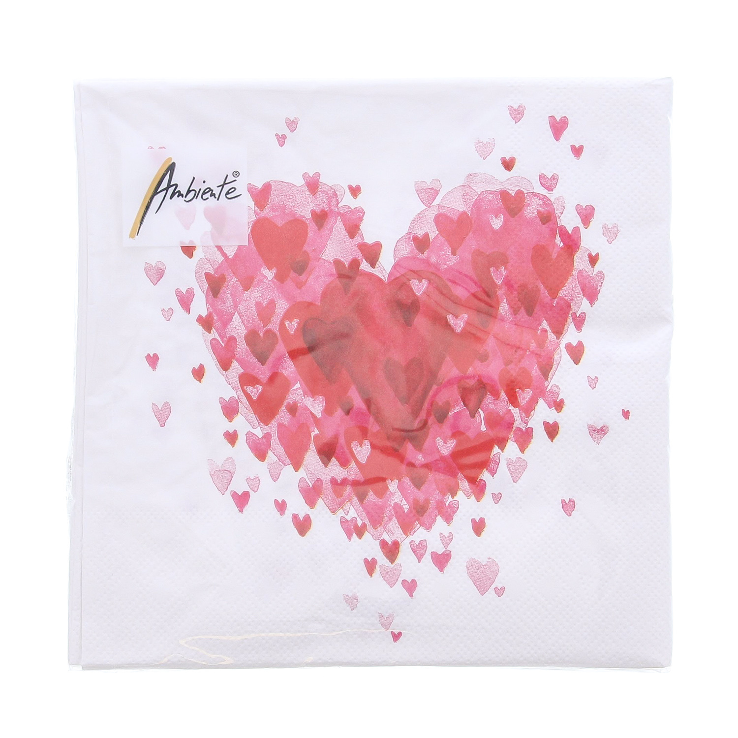 Serviette Heart of hearts  33 cm x 33 cm - 165*165*25 mm - 1 Paket mit 20 Servietten