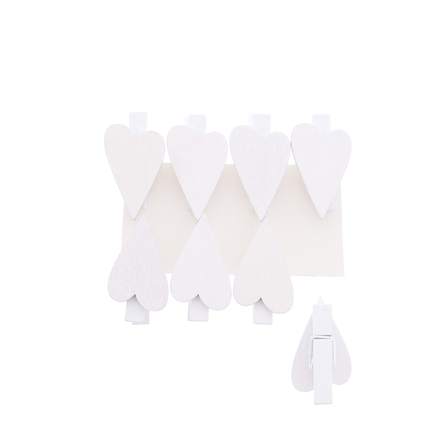 Elongated heart clip - white - 20*15*40mm - 64 pieces