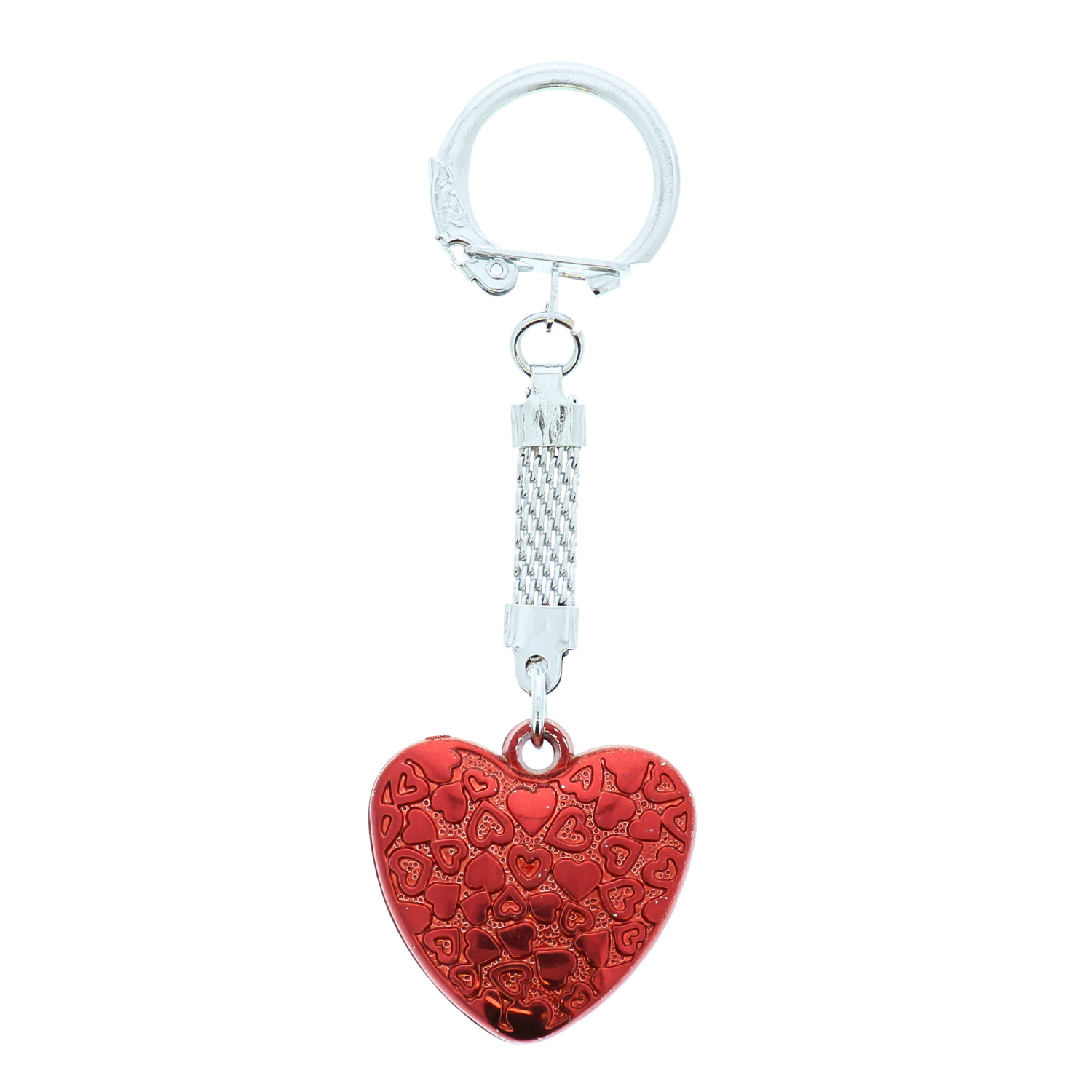 Heart metal key ring - red - 30*8*95mm - 48 pieces