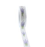 Ruban Lavande - violet - blanc - 25mm*20m