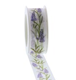 Lint Lavendel - paars - wit - 40mm*20m