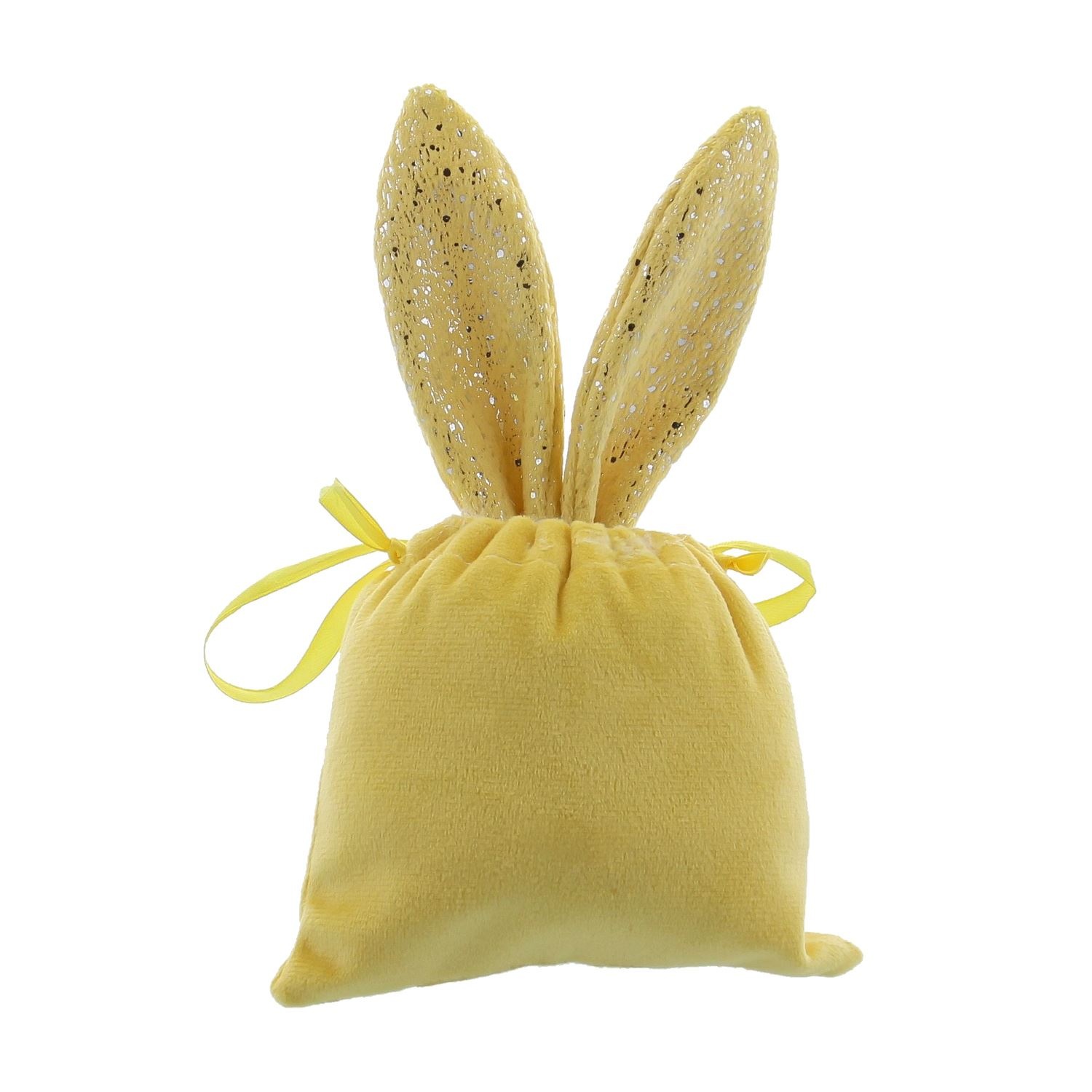 Rabbit "Glimpy" pull bag with ears - yellow - 125*10*220mm - 12 pieces