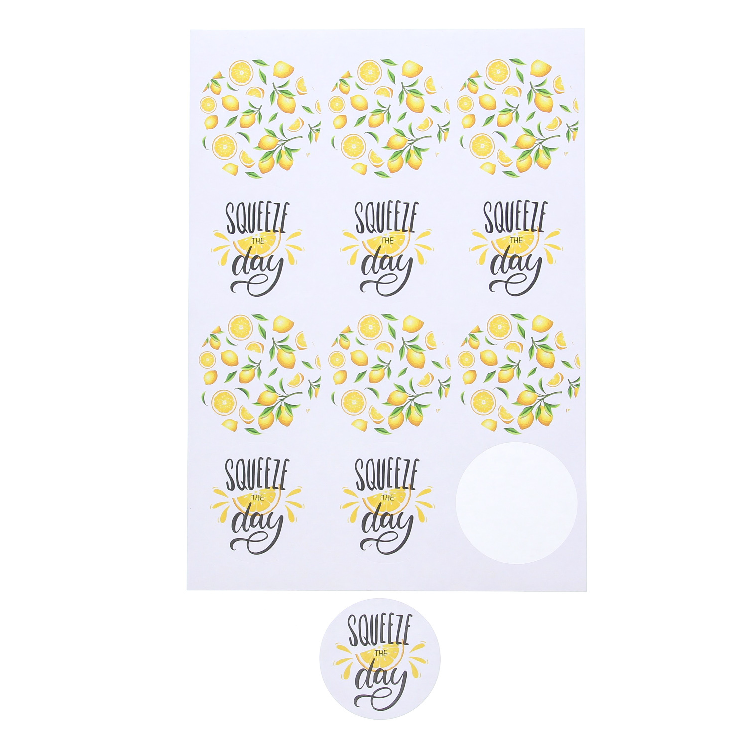 Sticker 6,35 cm "Lemons" squeeze the day - 60 stuks
