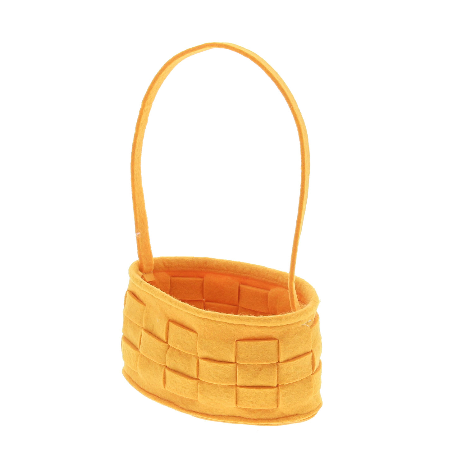 "Loom" felt basket oval with handle - dark yellow  - 150*90*250 mm - 6 pieces