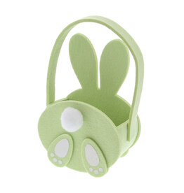 Panier "Pompon" lapin avec anse large - vert fumé