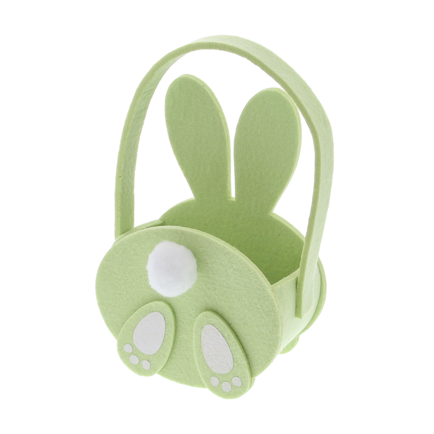 Rabbit "Pompon" basket with handle big - smokey green -  150*105*260 mm - 6 pieces