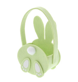 Panier "Pompon" lapin avec anse moyen -  vert fumé