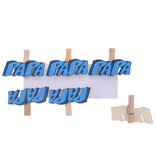 "Papa Music" Blue clip with text daddy - 50*12*35 mm - 36 pieces