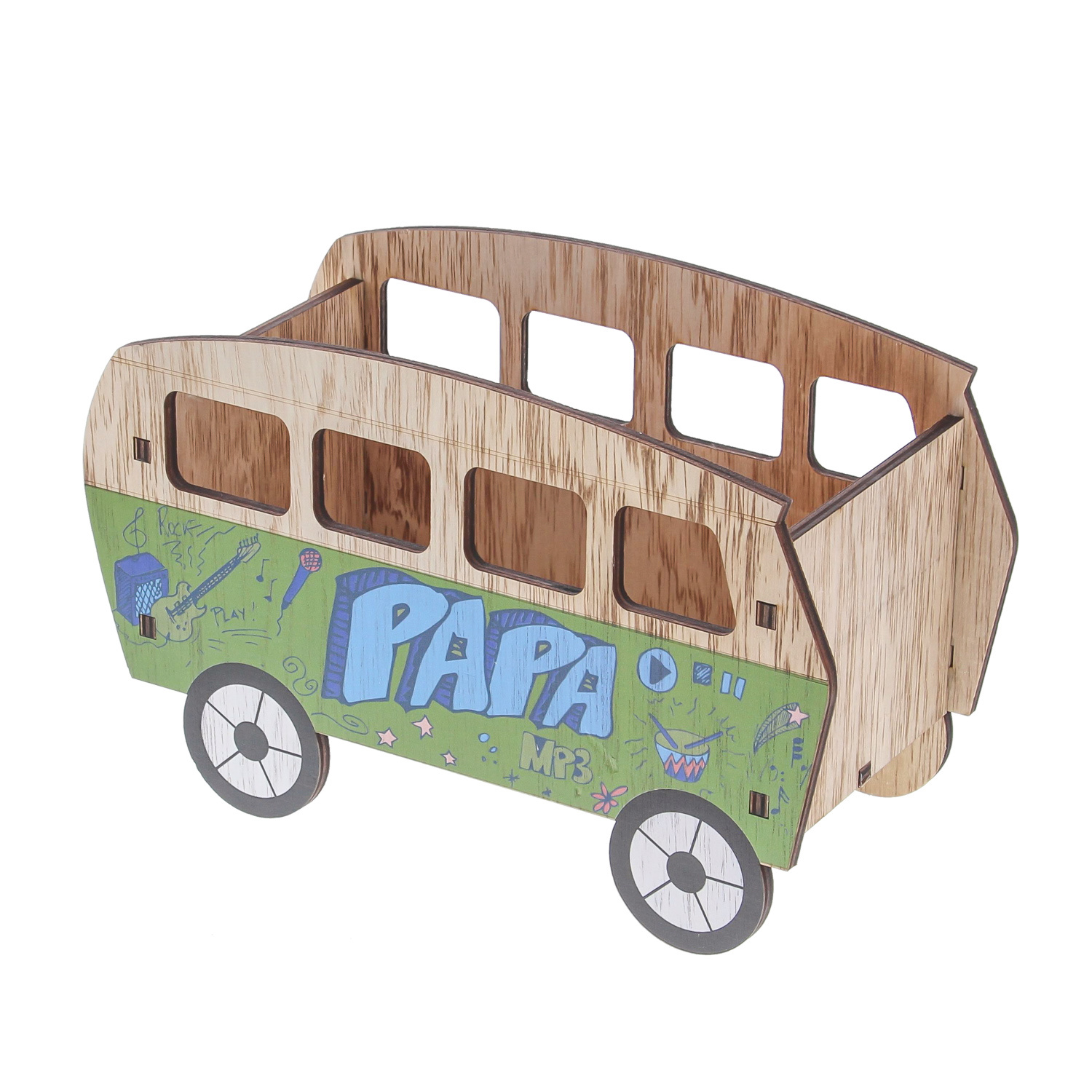 "Papa Music" Camping-car récipient -210*100*130mm - 4 pièces