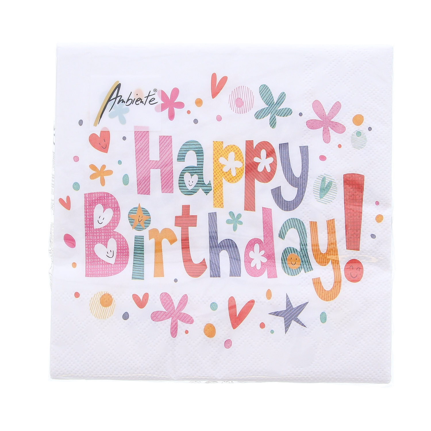 Serviette Happy birthday  33 cm x 33 cm - 165*165*25 mm - 1 paquet de 20 serviettes