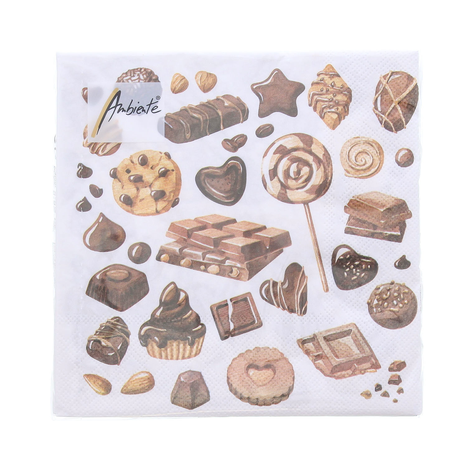 Servet Sweet chocolates 33 cm x 33 cm - 165*165*25 mm - 1 pakje met 20 servetten