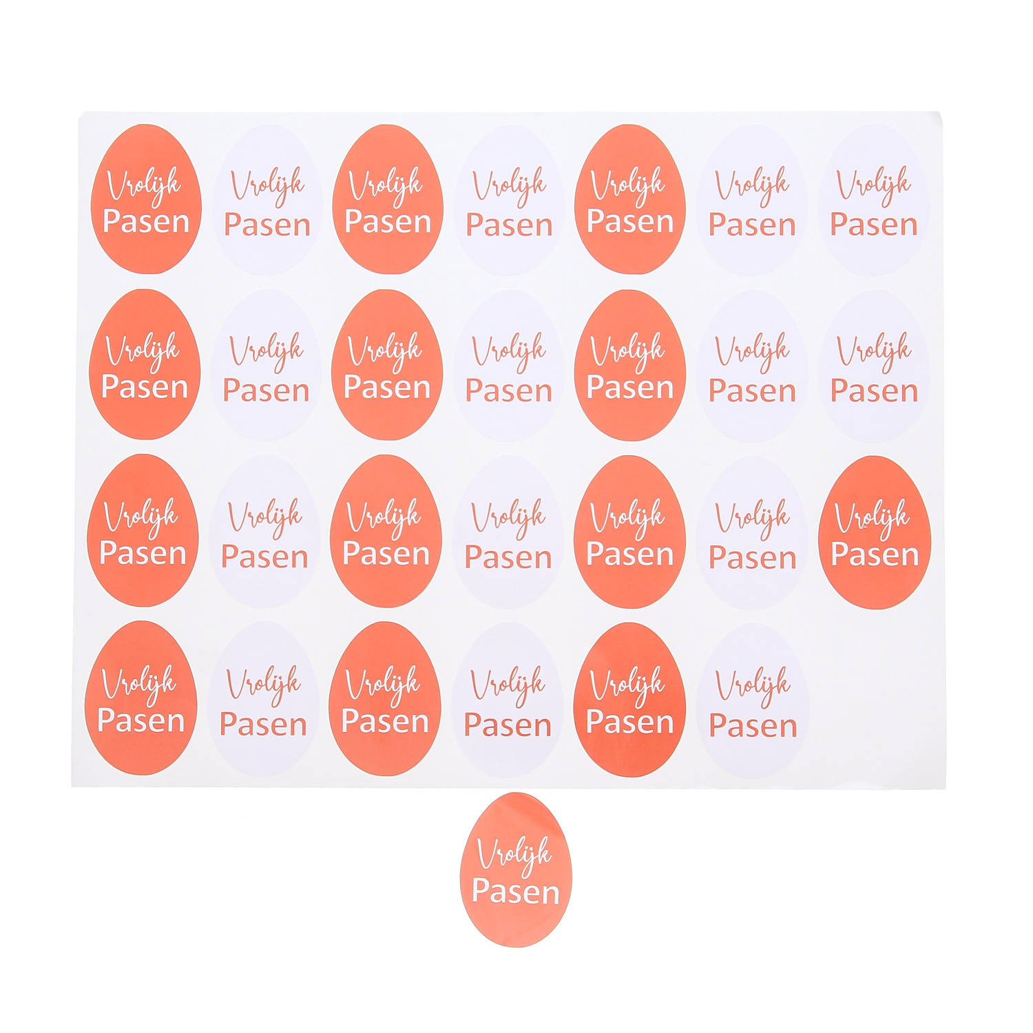 Sticker shiny "Happy Easter" egg 2 assorted - orange - 5 sheets of 28 pieces