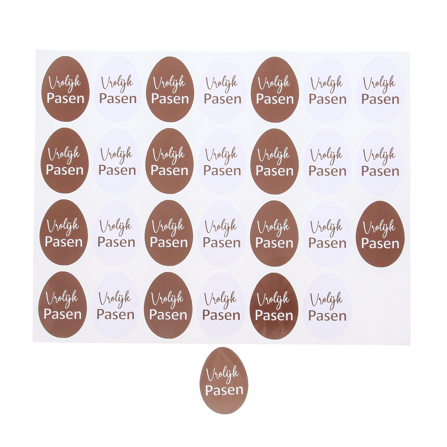 Sticker shiny "Happy Easter" egg 2 assorted - dark brown - 5 sheets of 28 pieces