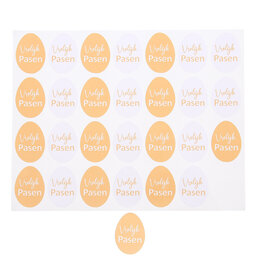 Aufkleber glänzendes „Frohe Ostern“-Ei 2-fach sortiert – dunkelgelb