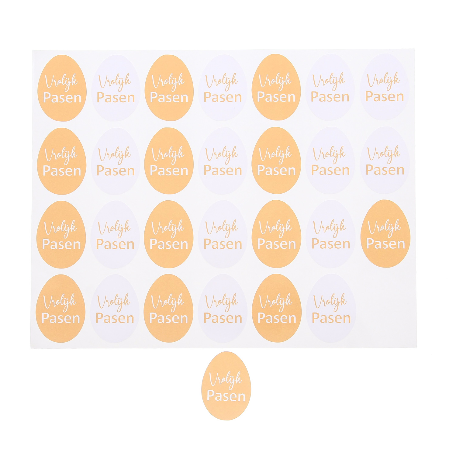 Sticker shiny "Happy Easter" egg 2 assorted - dark yellow - 5 sheets of 28 pieces