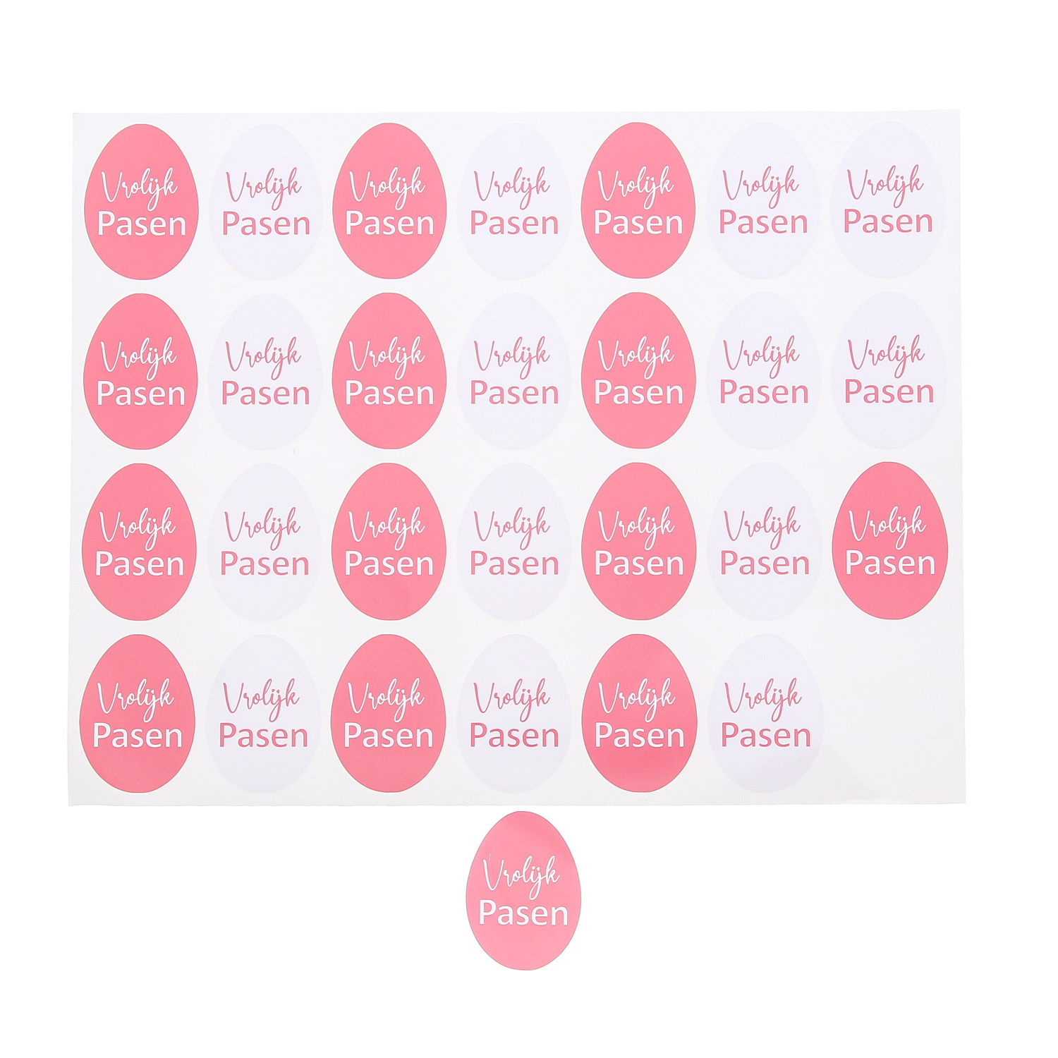 Sticker shiny "Happy Easter" egg 2 assorted - fuchsia- 5 sheets of 28 pieces