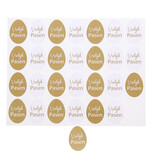 Sticker blinkend  "Vrolijk Pasen" ei 2 assorti - goud  - 5 vellen a 28 stuks