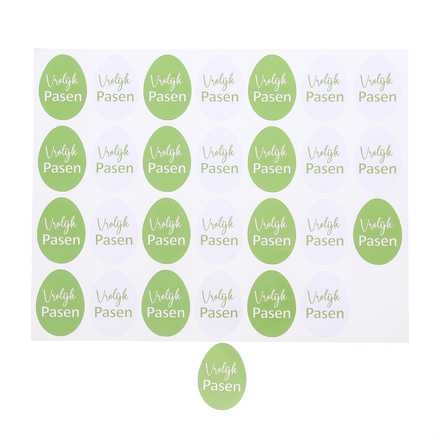Sticker shiny "Happy Easter" egg 2 assorted - green- 5 sheets of 28 pieces
