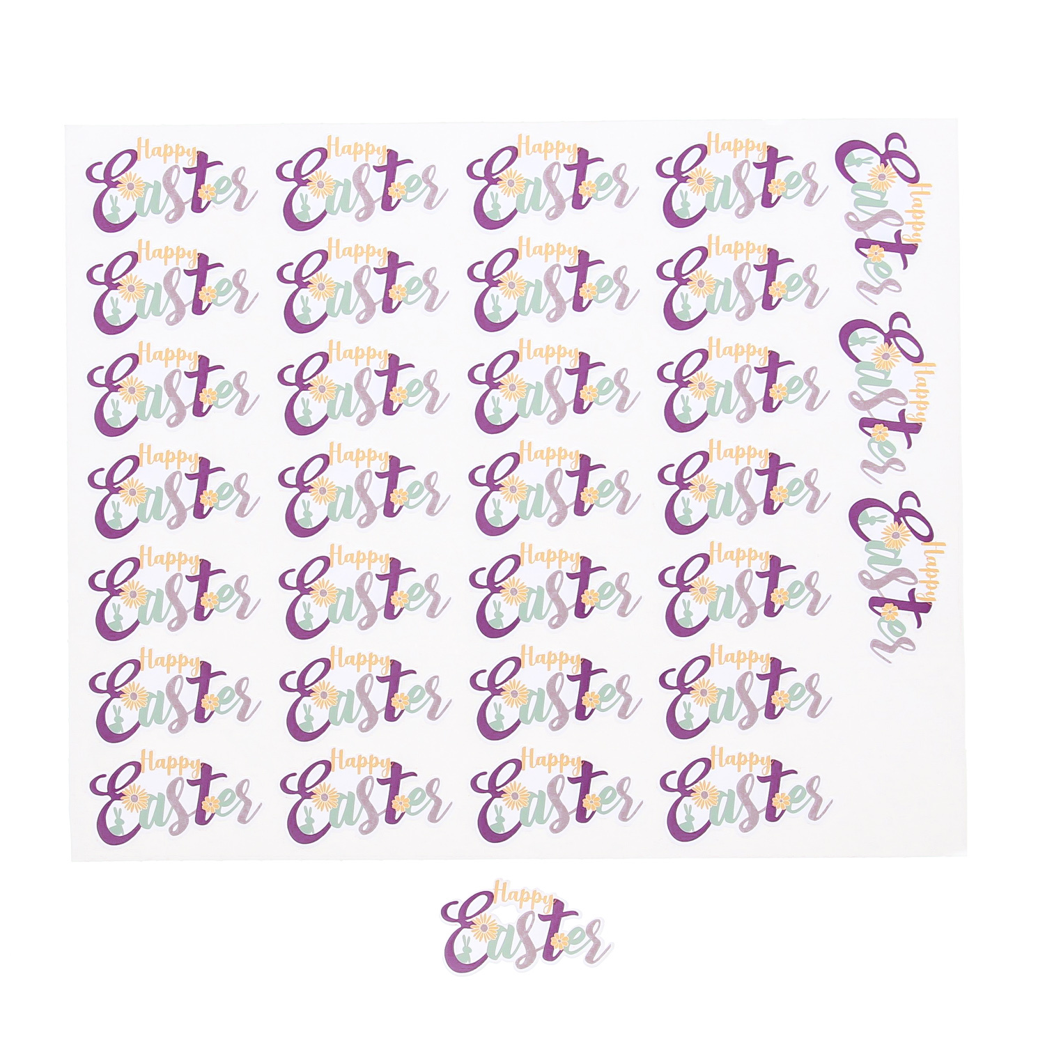 Sticker blinkend  "Bunny Pompom" Happy easter  - 160 stuks