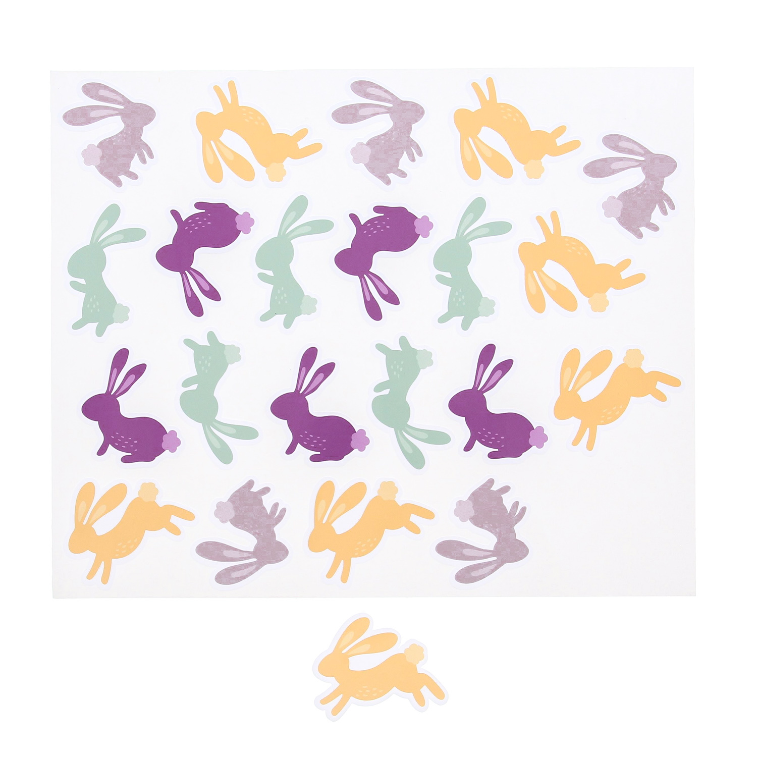 Sticker shiny "Bunny Pompom" rabbit - 110 pieces