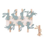 Bunny "Pompom" rabbit clip - smokey green  - 50*10*48mm - 48 pieces