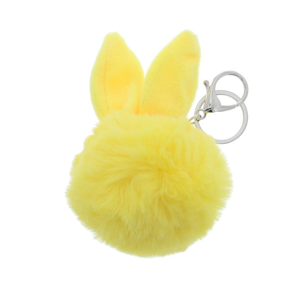 Rabbit "Pluche" key-ring  - yellow - 80*80*125mm - 12 pieces