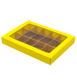 Boîte jaune avec interiéur pour 15 pralines - 175*120*27mm - 50 pièces