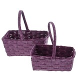 Panier ruban osier avec anse lot de 2 pièces - aubergine - 160*130*180mm - 6 pièces