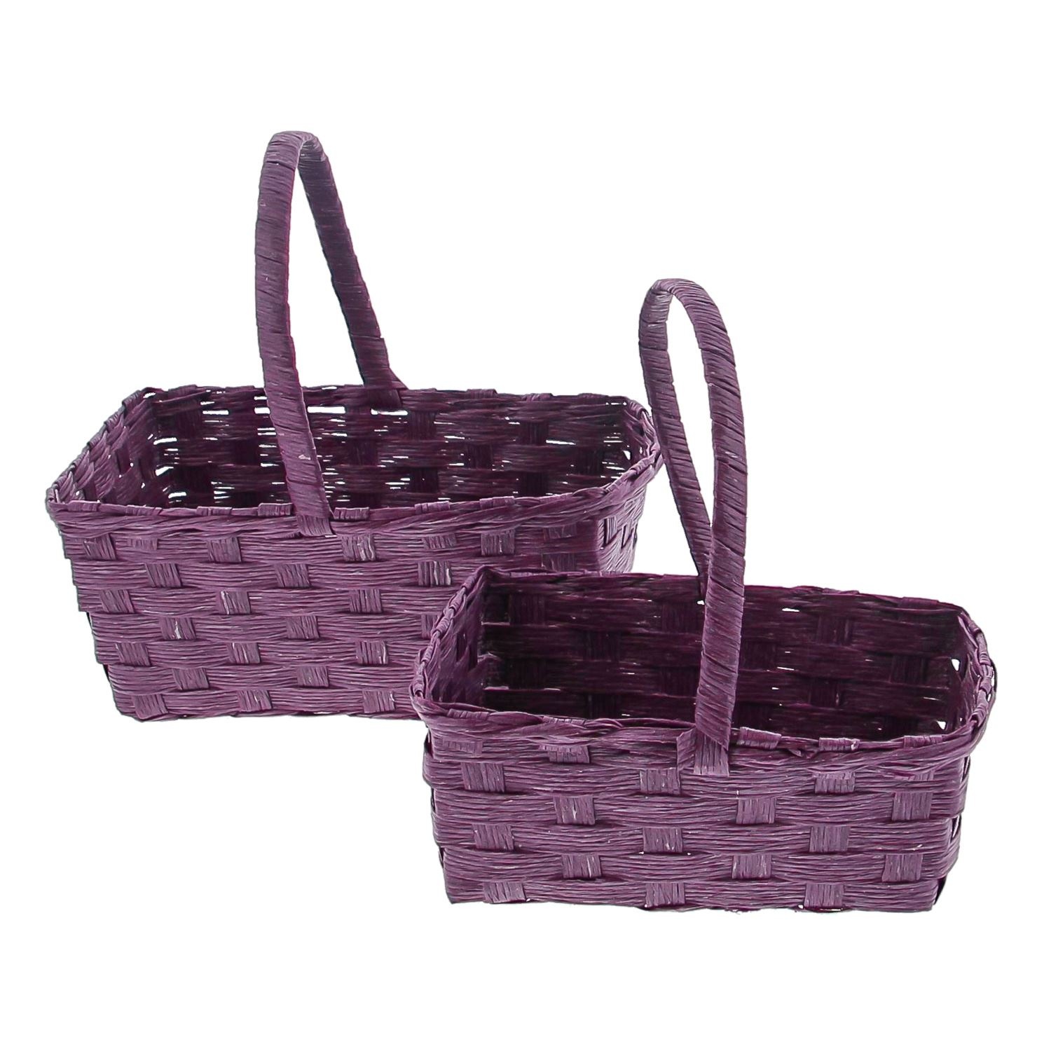 Panier ruban osier avec anse lot de 2 pièces - aubergine - 160*130*180mm - 6 pièces