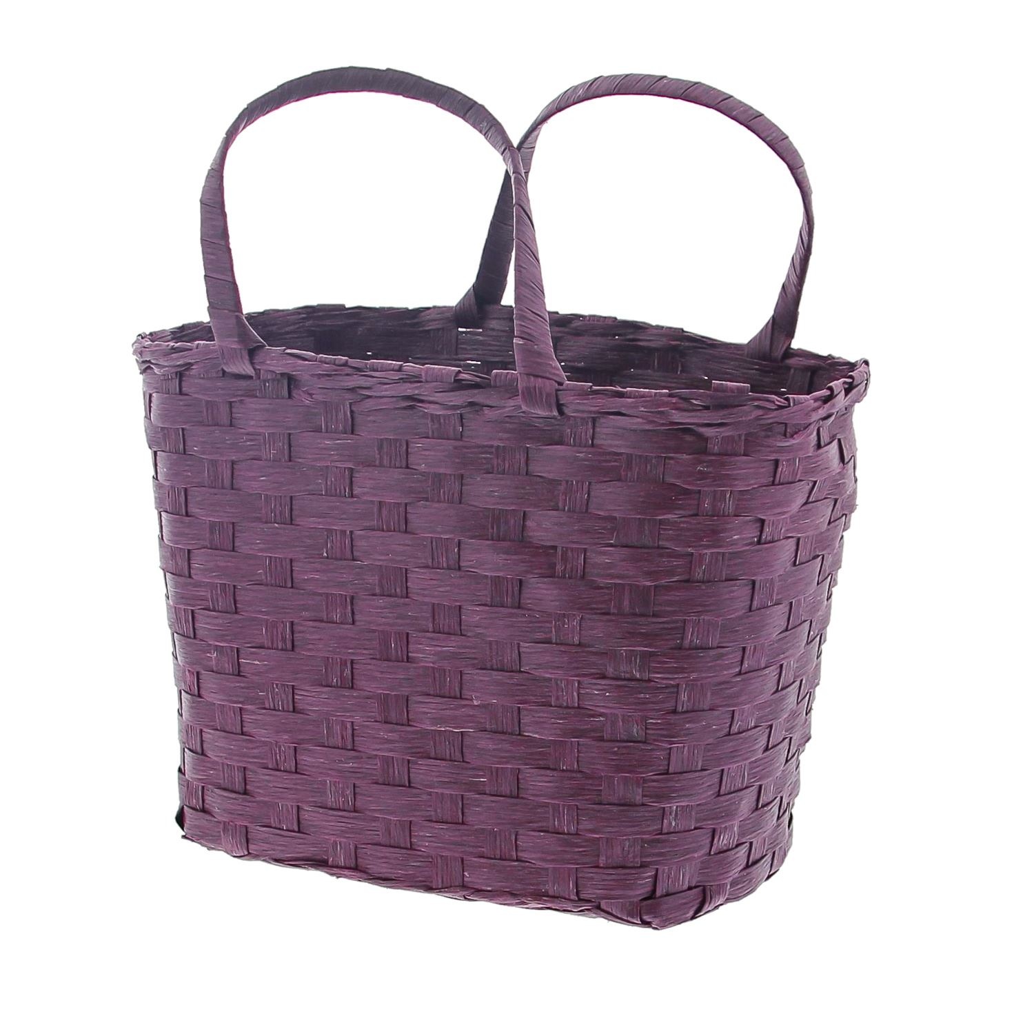 Basket ribbon wicker oval with rods Aubergine - 200*160*240mm - 8 pieces