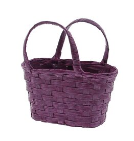 Panier ruban osier ovale à tiges Aubergine