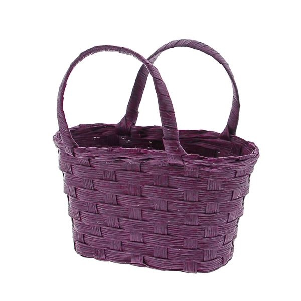 Basket ribbon wicker oval with rods Aubergine - 165*100*180mm - 8 pieces