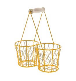 Basket wire double with handle yellow