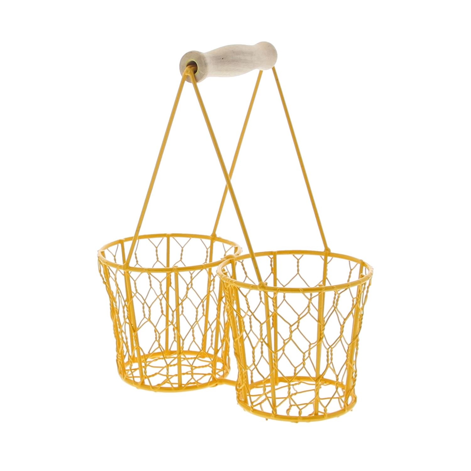 Basket wire double with handle yellow - 4 pieces