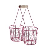Panier fil double avec anse fuchsia - 4 pièces