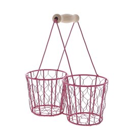 Basket wire double with handle fuchsia