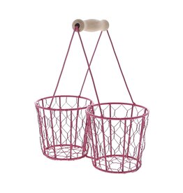 Panier fil double avec anse fuchsia