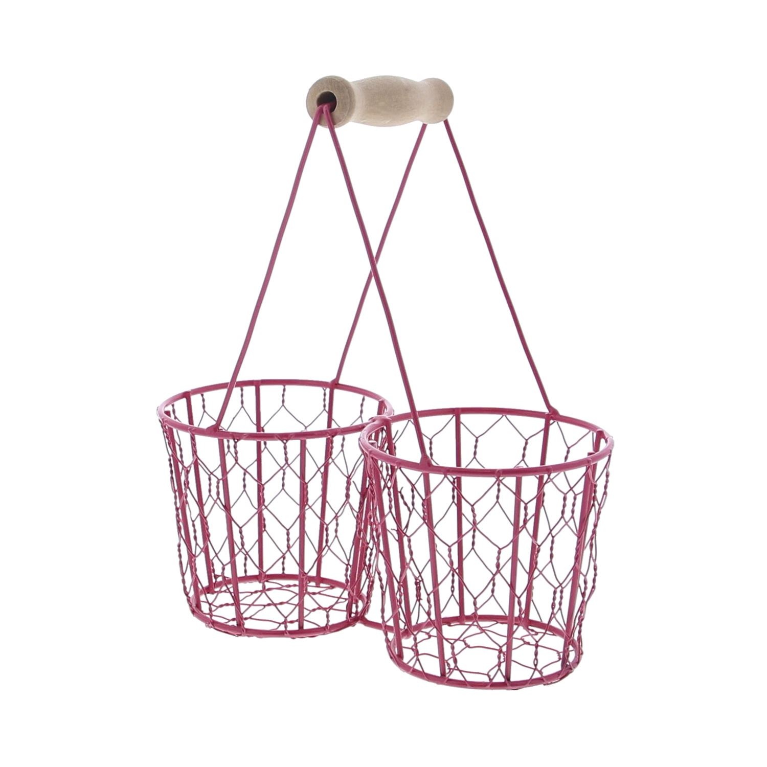 Basket wire double with handle fuchsia - 4 pieces