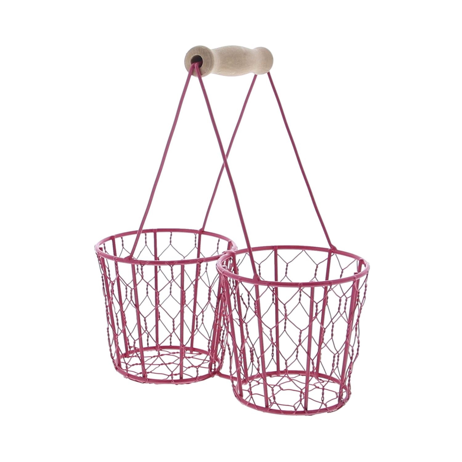 Panier fil double avec anse fuchsia - 4 pièces