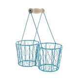 Basket wire double with handle blue - 4 pieces