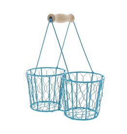 Basket wire double with handle blue