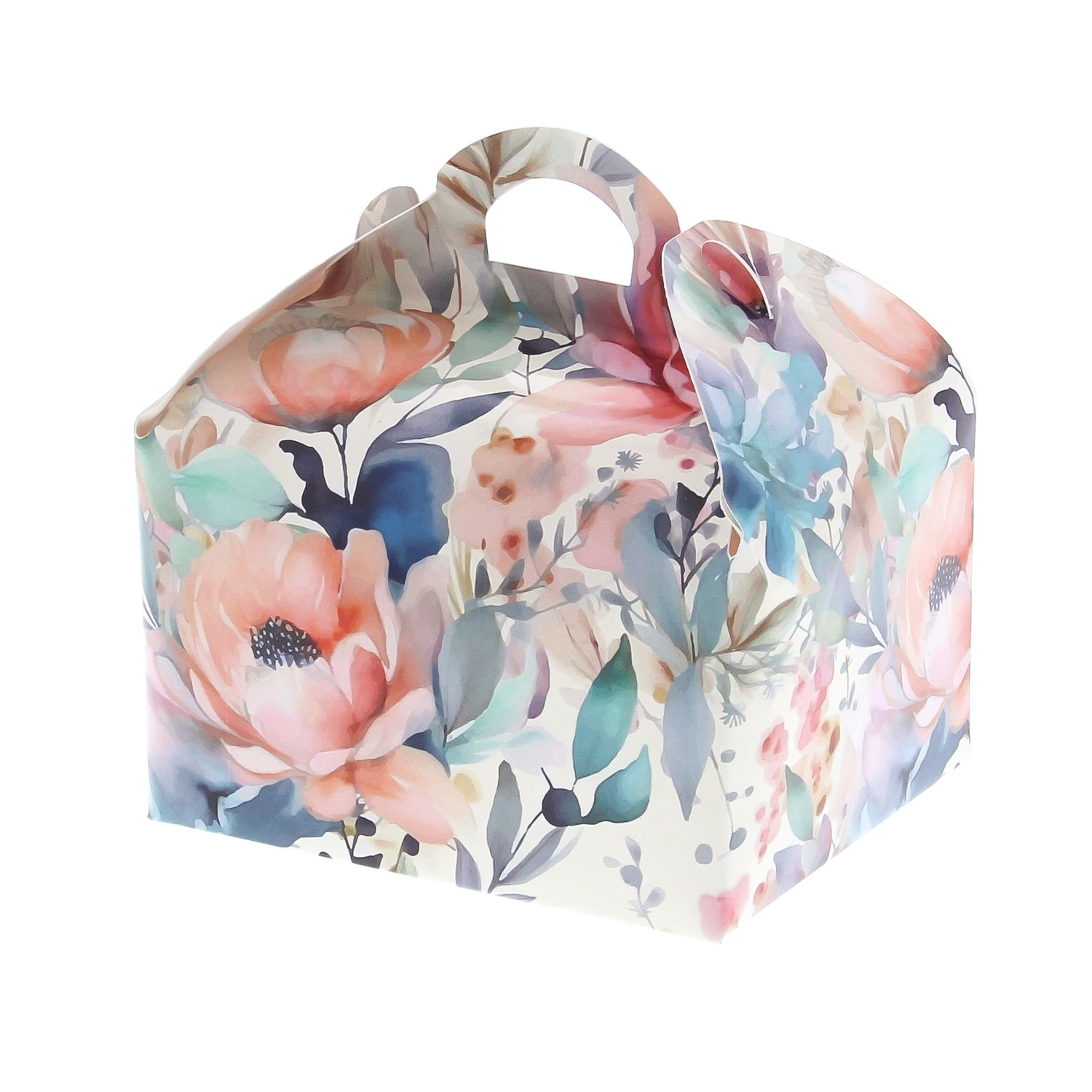 Sweetbox with handle 250 grams "Flowery"- 100*80*110 mm - 50 pieces